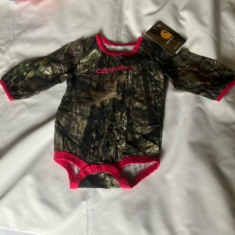 Carhartt Green and Pink Bodysuit with Camo Design